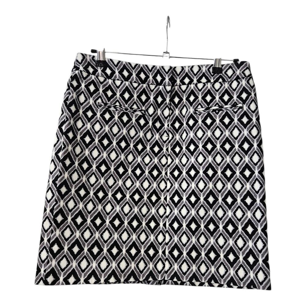 Dalia Collection Modern Fit Pencil Skirt Size 6 Black White Grey Stretch Geo